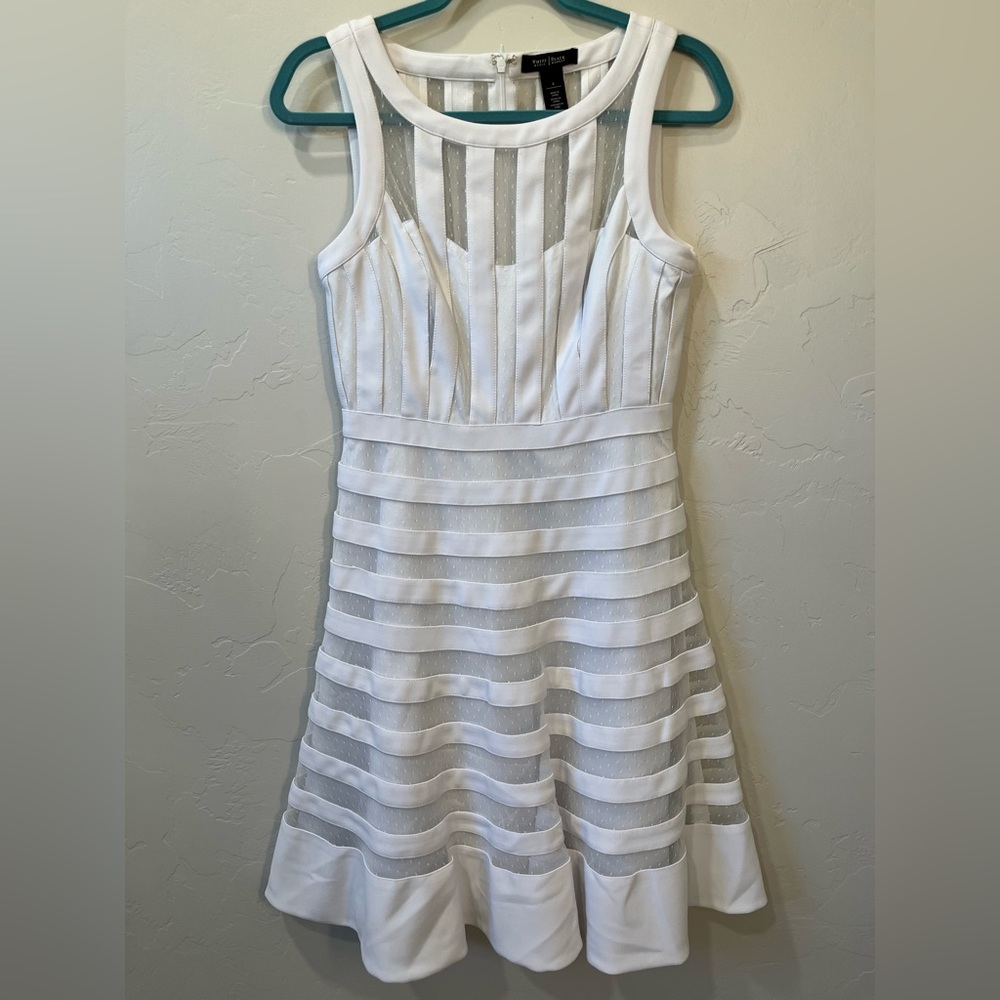EUC White House Black Market White Fit and Flare dress - Picture 2 of 4